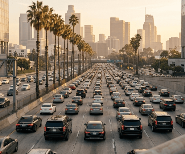 JM Transportation Service - Los Angeles Freeway Traffic Near Century City and LAX Airport