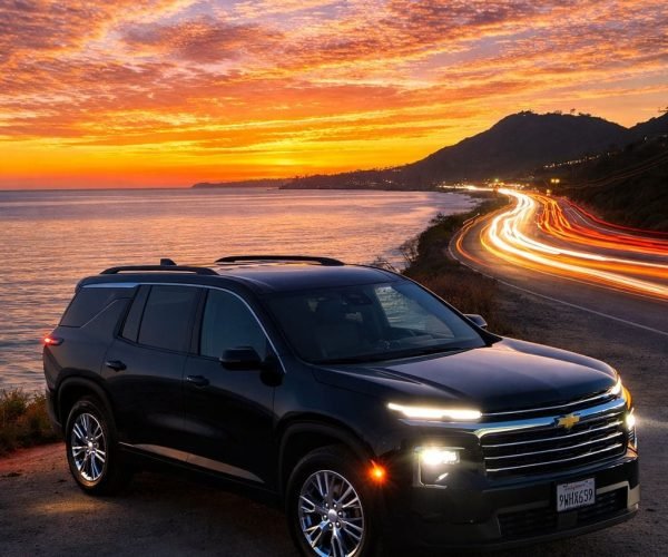 JM Transportation Black Chevy Traverse Coastal Sunset Los Angeles